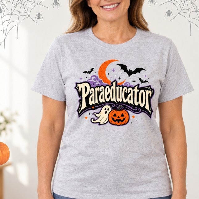 Paraeducator Halloween-spökfladdermöss gotisk boks T Shirt (Skapare uppladdad)