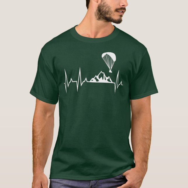 Paraglider Heartslag Funny Paragliding Gift T Shirt (Framsida)
