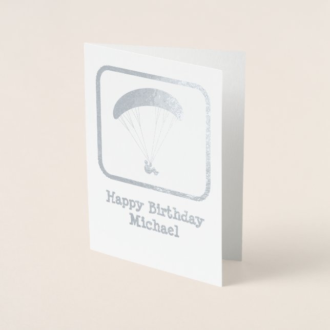 Paraglider med Anpassningsbarnas bildtext - Lägg t Folierat Kort (Framsida)