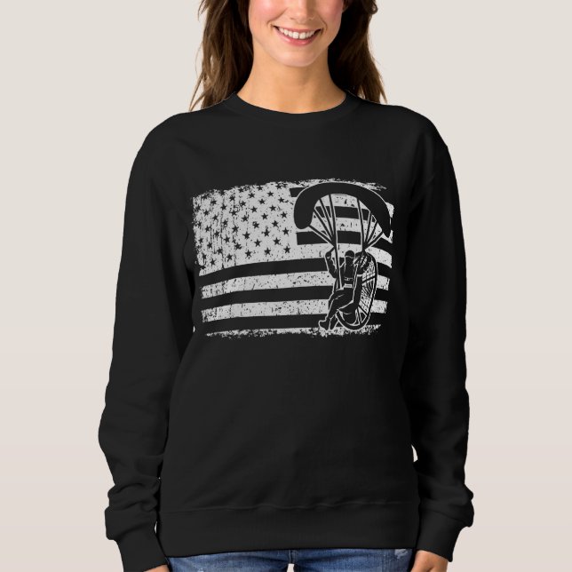 Paraglider Skydiver USA Flagga Patriotic Paramotor T Shirt (Framsida)