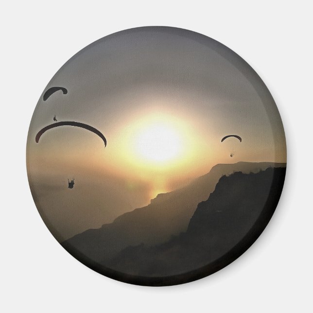 Paragliders Flies Wanderluste Extreme Sports Art Magnet (Framsidan)