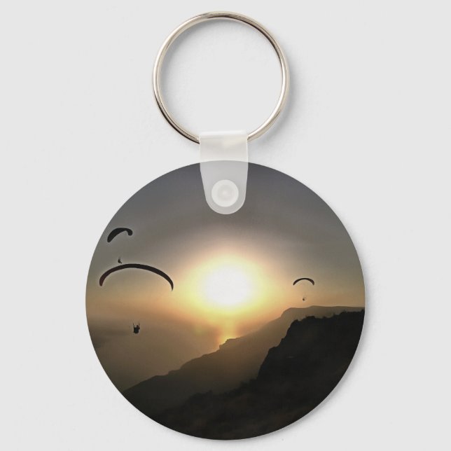 Paragliders Flies Wanderluste Extreme Sports Art Nyckelring (Framsida)