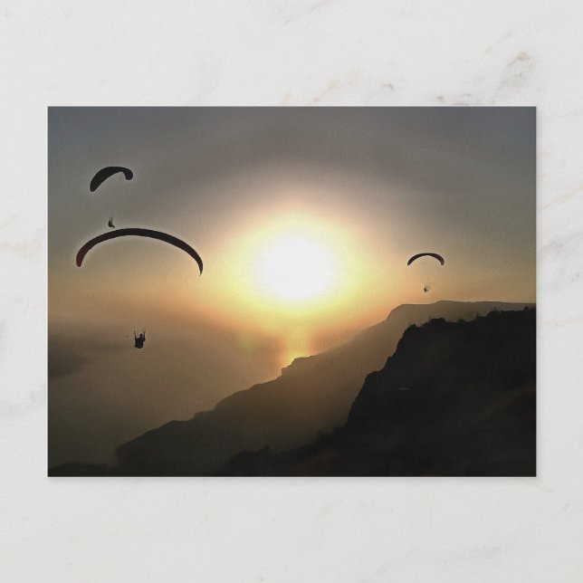 Paragliders Flies Wanderluste Extreme Sports Art Vykort (Framsida)