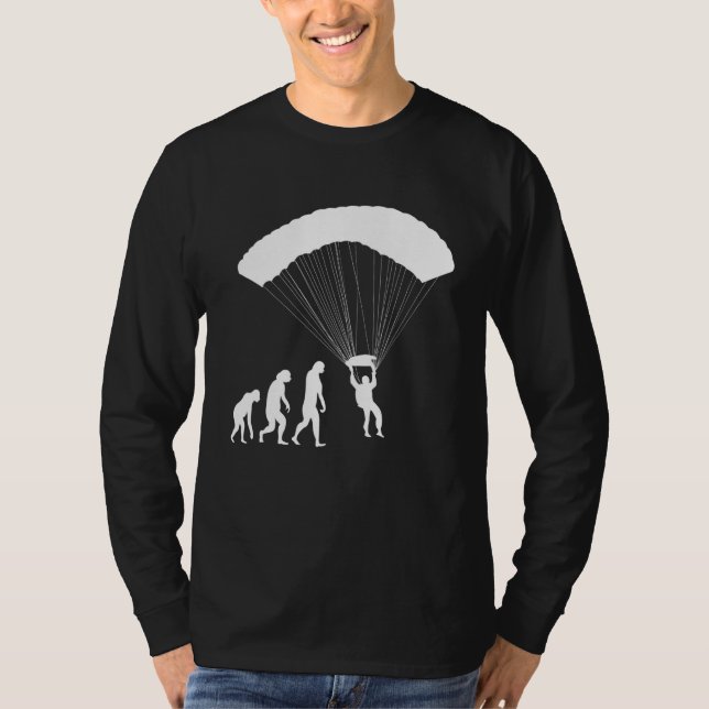 Paragliding Evolution Paraglider Paramotor Parachu T Shirt (Framsida)