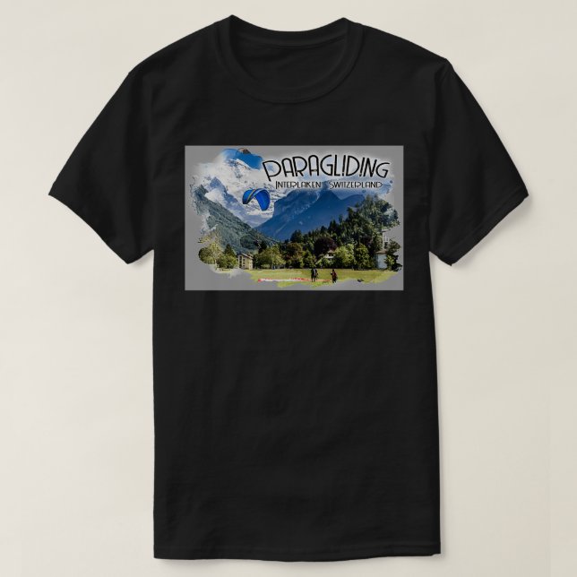 Paragliding i Interlaken Schweiz T Shirt (Design framsida)