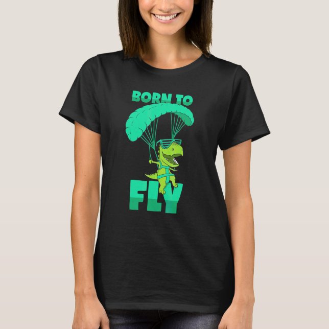 Paragliding Rex Flies Gliding T Shirt (Framsida)