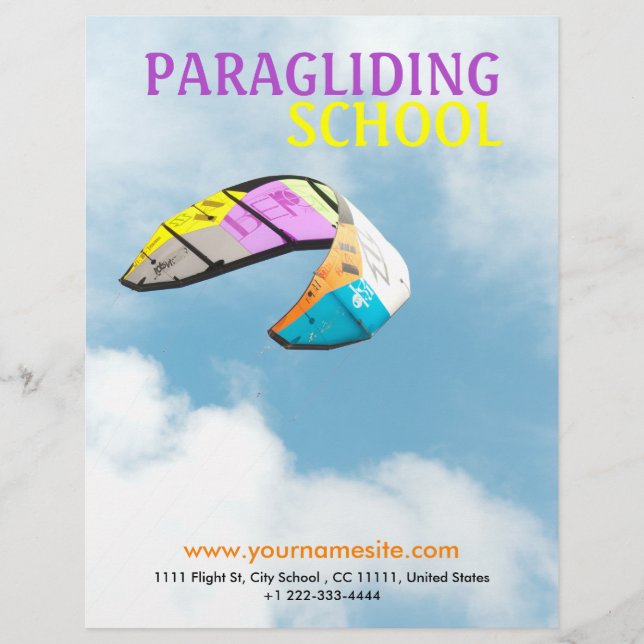 PARAGLIDING SCHOOL - mallflygare Reklamblad (Framsidan)