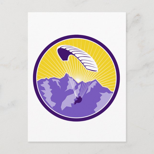 Paraglifiering Alpernor Bergar Circle Retro Vykort (Framsida)