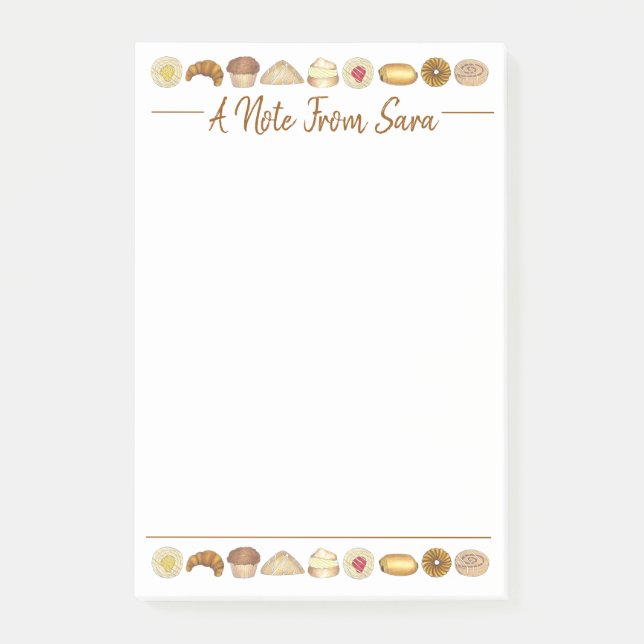 Paragraf Tray Croissant Danish Muffin Baked Goods Post-it Block (Framsida)