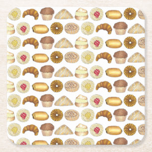 Paragraf Tray Croissant Danish Muffin Baked Goods Underlägg Papper Kvadrat