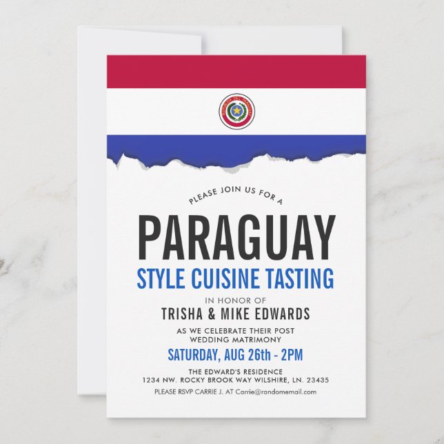Paraguay-Cuisineet| Party Flagga White Inbjudan (Framsida)