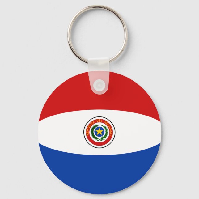 Paraguay Fisheye Flagga Keychain Nyckelring (Framsida)