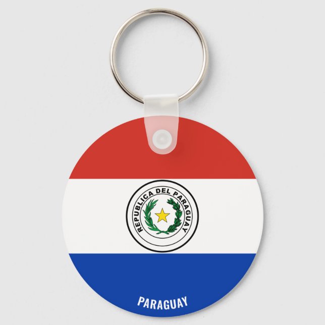 Paraguay Flagga Charming Patriotic Nyckelring (Framsida)