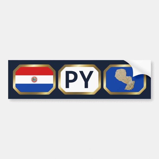 Paraguay Flagga Code Bumper Sticker Bildekal (Framsidan)