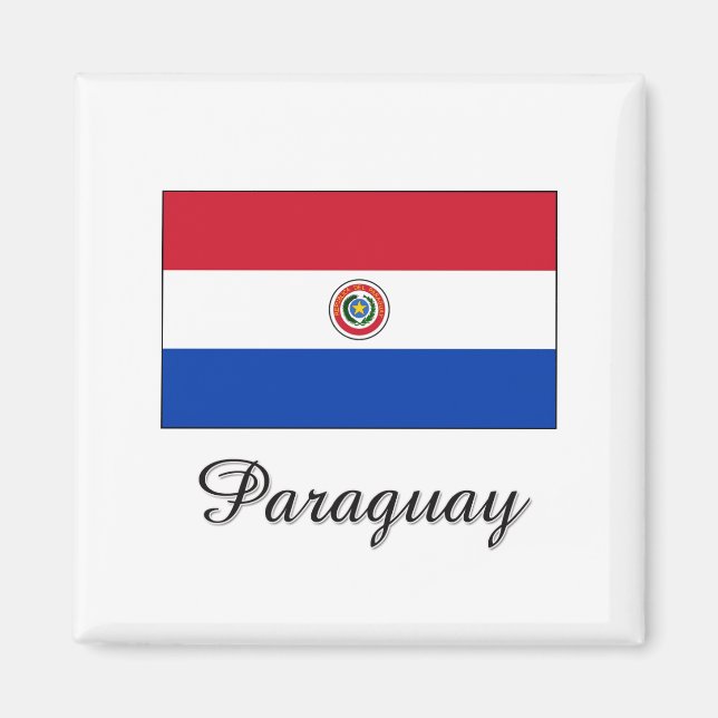 Paraguay Flagga Design Magnet (Framsidan)
