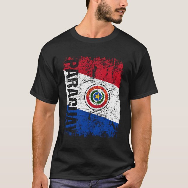 Paraguay Flagga Distress Paraguay T Shirt (Framsida)