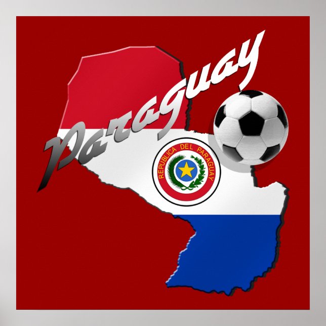 Paraguay flagga fotboll karta i gåvor från Paragua Poster (Framsidan)
