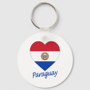 Paraguay Flagga Heart Nyckelring