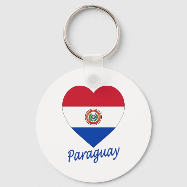 Paraguay Flagga Heart Nyckelring (Framsida)