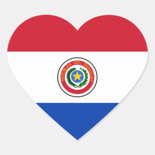 Paraguay Flagga Heart Sticker Hjärtformat Klistermärke