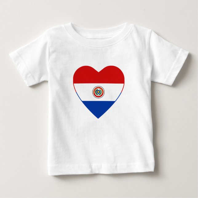 Paraguay Flagga Heart T-Shirt (Framsida)