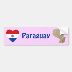 Paraguay Flagga Hjärta + Karta Bildäckslapp Bildekal