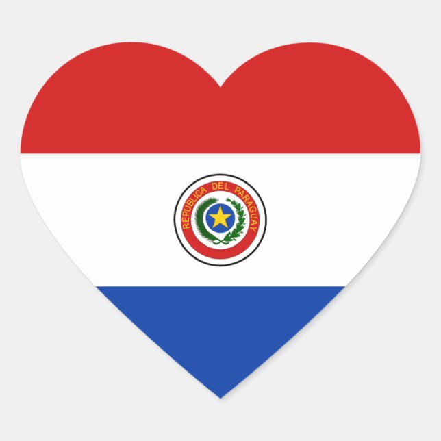 Paraguay Flagga Hjärta Klistermärke (Framsida)