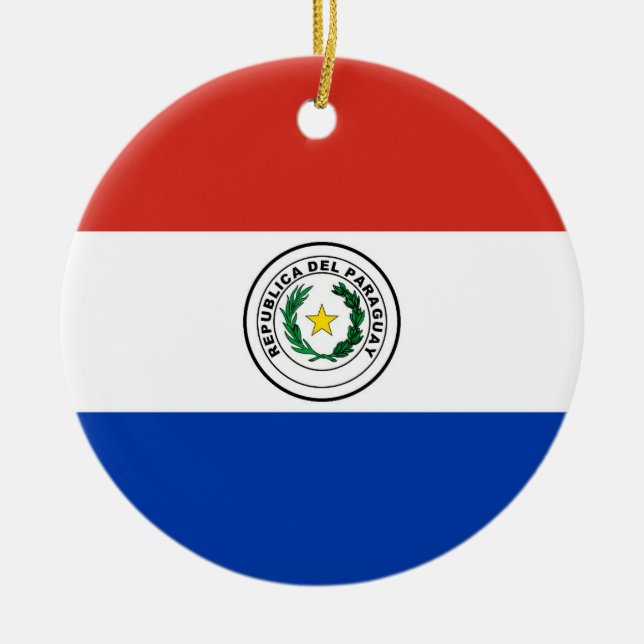 Paraguay flagga julgransprydnad keramik (Framsidan)