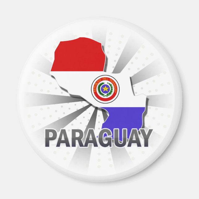 Paraguay Flagga Karta 2.0 Magnet (Framsidan)