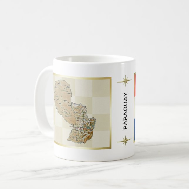 Paraguay flagga + Kartamugg Kaffemugg (Framsida vänster)