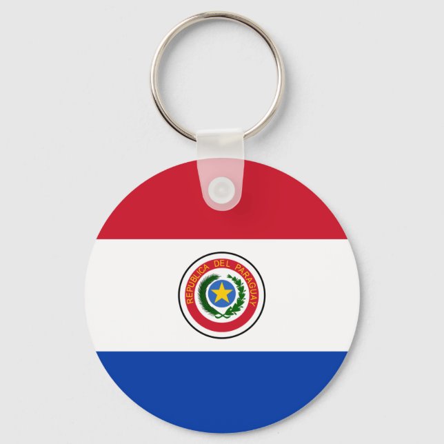 Paraguay Flagga Keychain Nyckelring (Framsida)