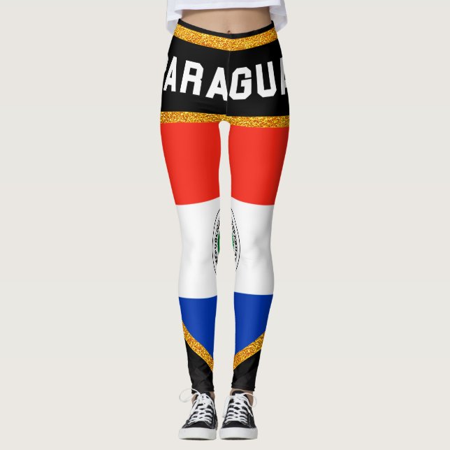 Paraguay Flagga Leggings (Framsida)