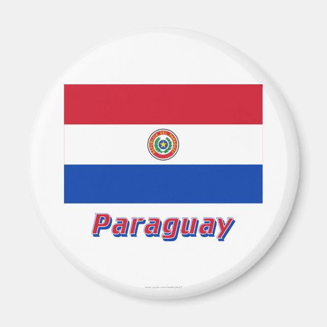 Paraguay Flagga med Namn Magnet (Framsidan)