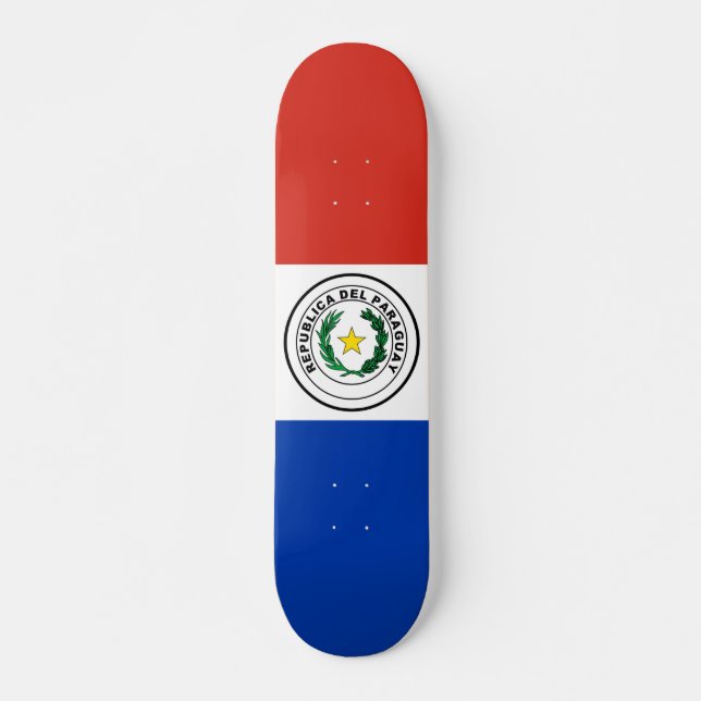 Paraguay flagga mini skateboard bräda 18,5 cm (Framsida)