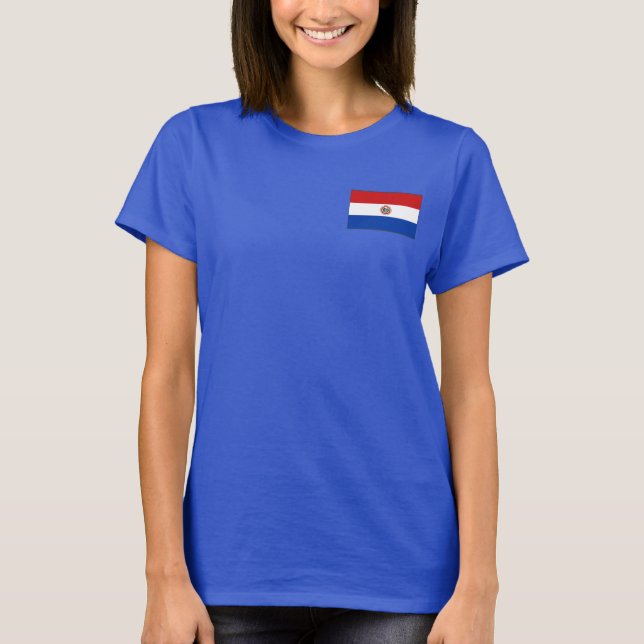 Paraguay Flagga och Karta dk T-Shirt (Framsida)