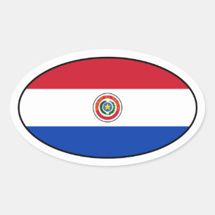 Paraguay Flagga Oval Sticker Ovalt Klistermärke