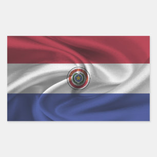 Paraguay Flagga Rektangulärt Klistermärke