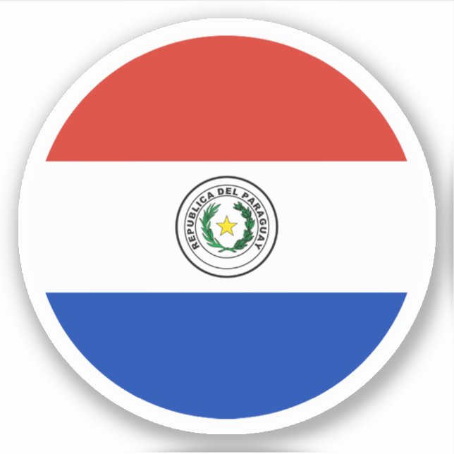 Paraguay Flagga Round Sticker Klistermärken (Framsida)