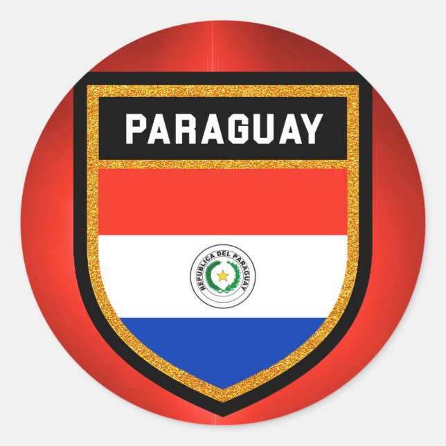 Paraguay Flagga Runt Klistermärke (Framsida)