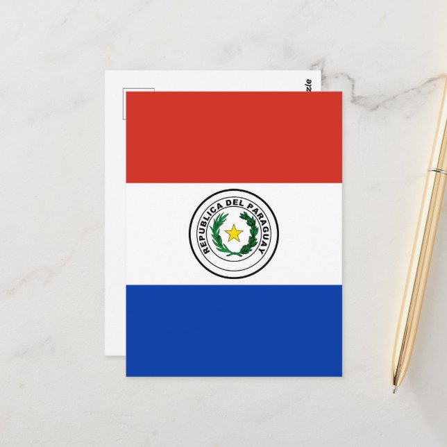 Paraguay flagga vykort (Fram/Back In Situ)