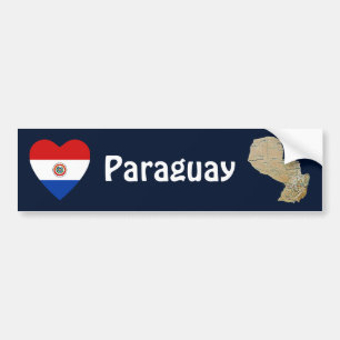 Paraguay flaggahjärta + Kartabildekal Bildekal