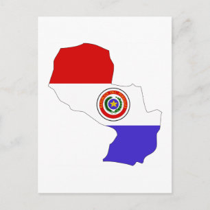 Paraguay flaggkarta vykort