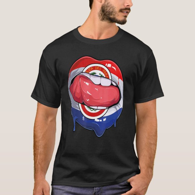 Paraguay Fläkt Flagga Mouth Ocer Paraguayan T Shirt (Framsida)