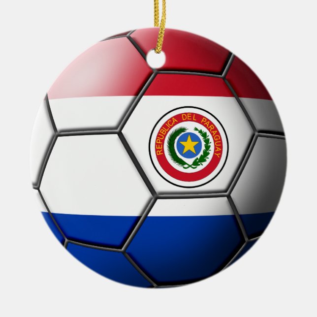 Paraguay fotbollprydnad julgransprydnad keramik (Framsidan)