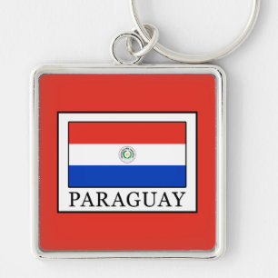 Paraguay Fyrkantig Silverfärgad Nyckelring