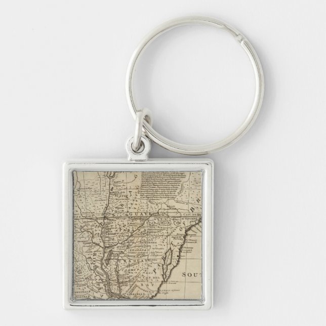 Paraguay Fyrkantig Silverfärgad Nyckelring (Framsidan)