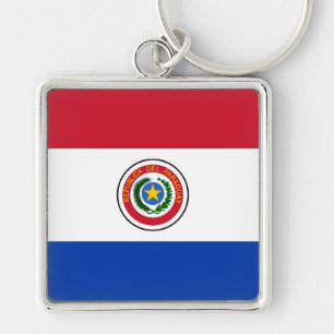 PARAGUAY FYRKANTIG SILVERFÄRGAD NYCKELRING