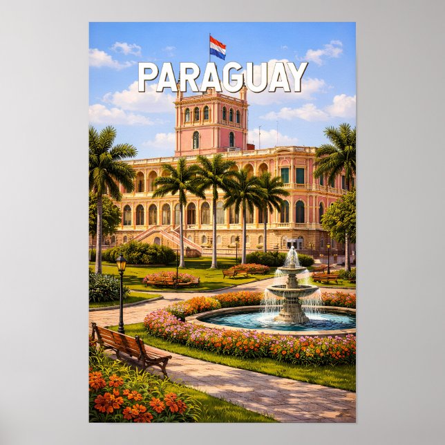 Paraguay Illustration Resa Konst Vintage Poster (Framsidan)