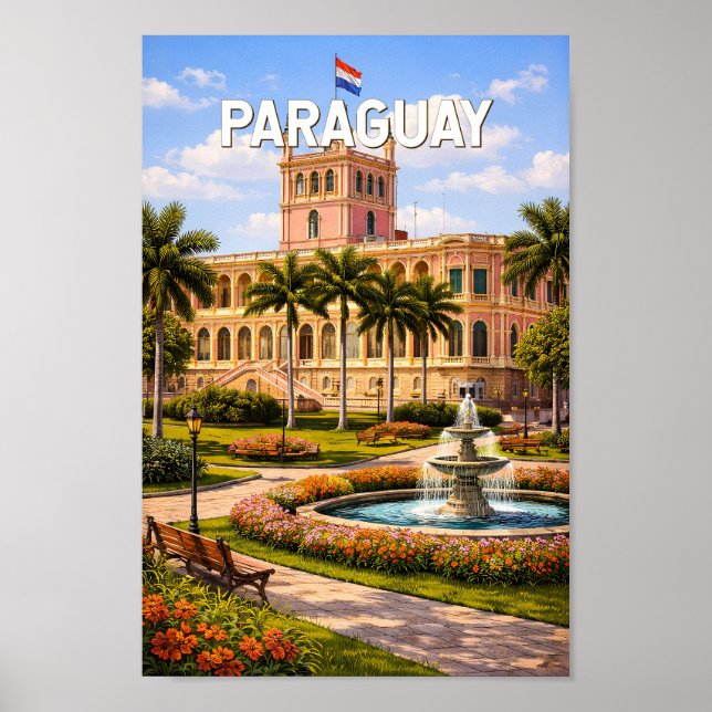Paraguay Illustration Resa Konst Vintage Poster (Framsidan)
