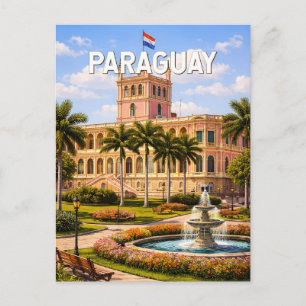 Paraguay Illustration Resa Konst Vintage Vykort